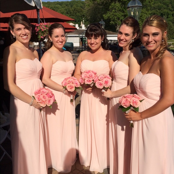 david's bridal blush bridesmaid dress